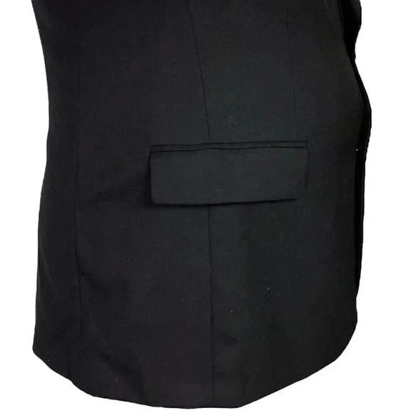 Stafford Blazer Sport Coat Men 46L Black Classic 2 Button Wool Crest Buttons - Picture 2 of 8